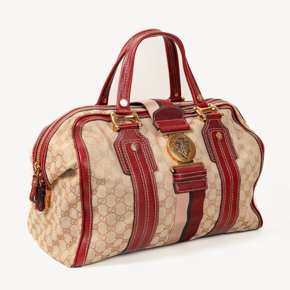 Gucci Aviatrix Guccissima Hysteria Leather-Trimmed Boston Bag - Picture 2 of 13